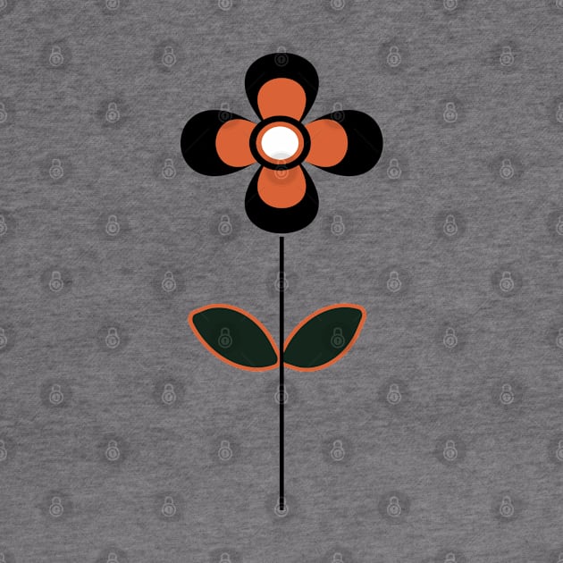 Retro Flower in Orange and Black by Lisa Williams Design